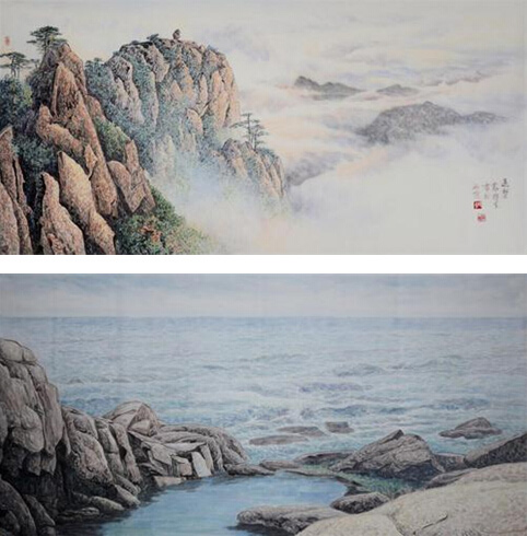 郭雅玉的彩色山水画作品