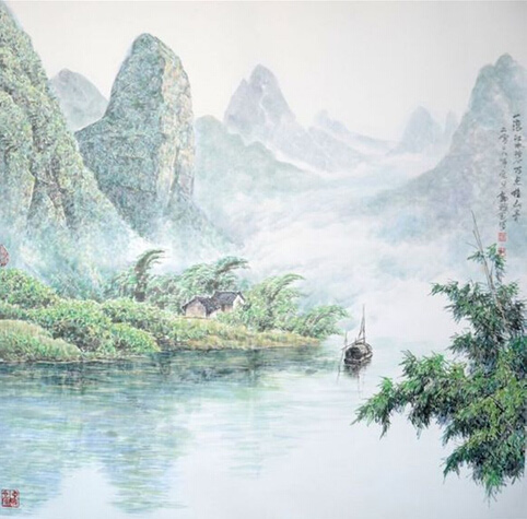 郭雅玉的彩色山水画作品