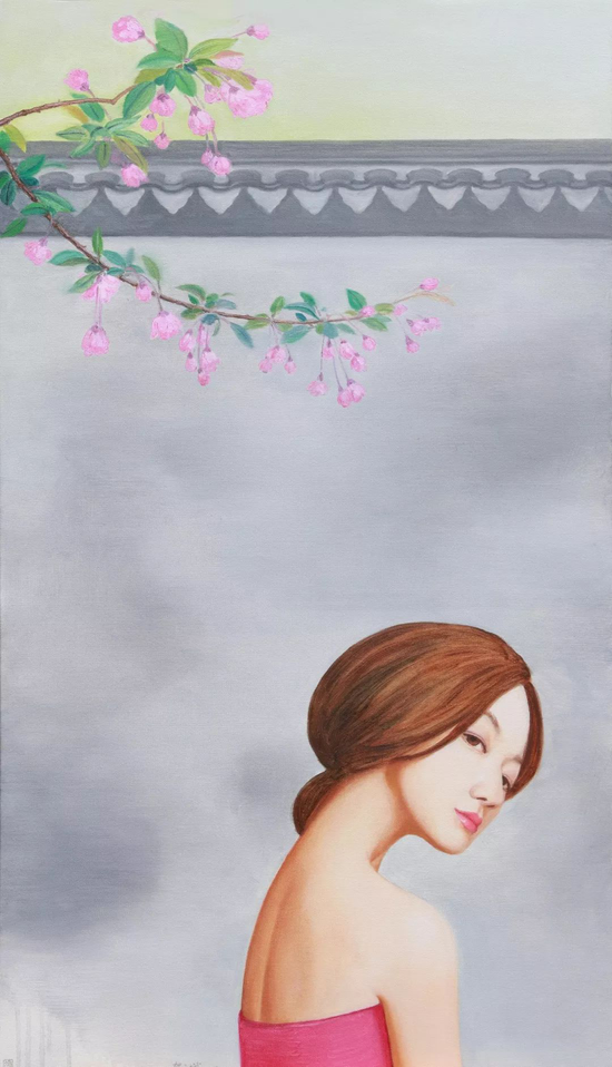 贺文斌  海棠花开 130x75CM