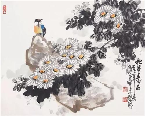《秋英寿石》34×46cm 2002年